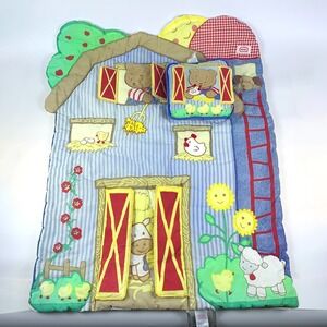 VTG Little Tikes Little Bears Farm Crib Quilt‎ & Pillow Barn Cow Sheep Dog Chick